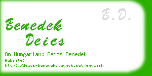 benedek deics business card